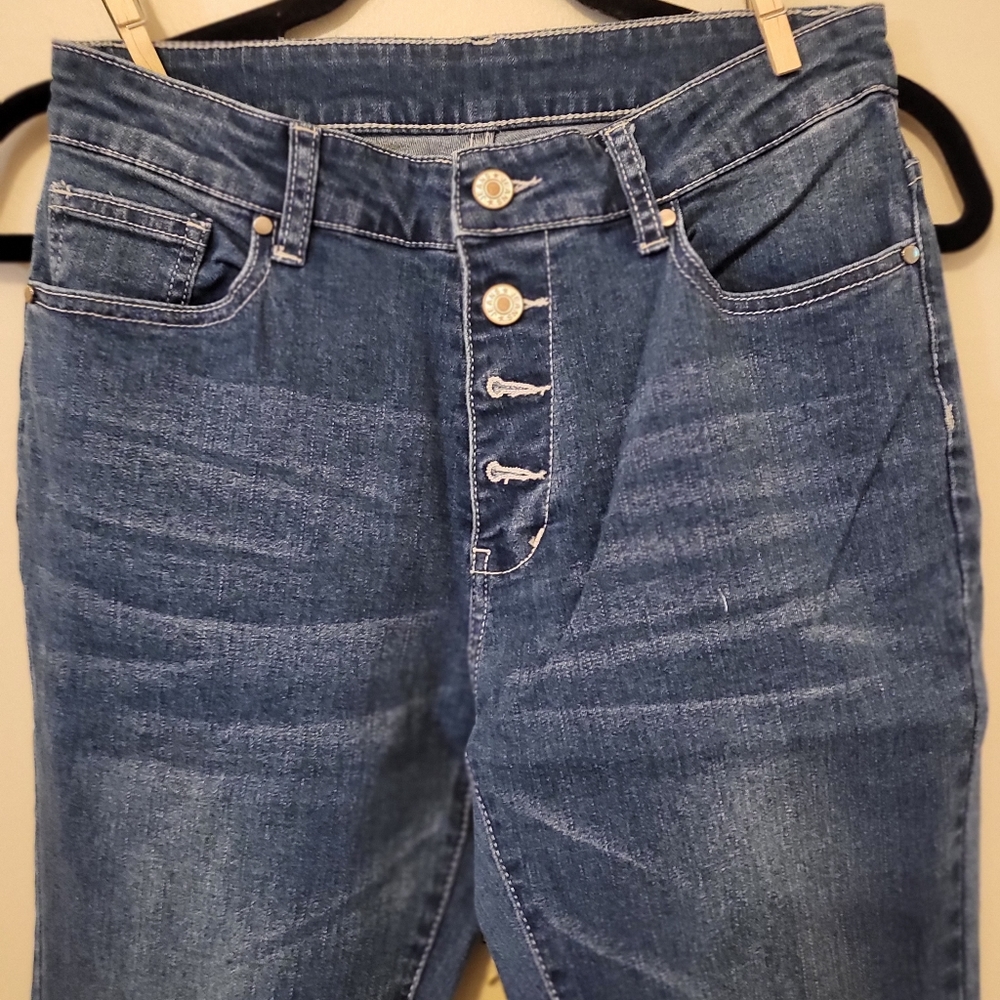 Womens button fly flair jeans
